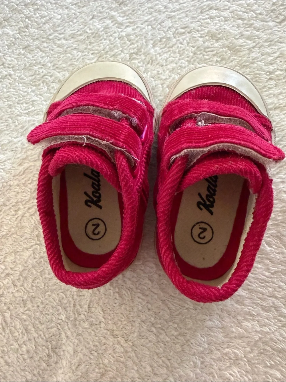 Koala Kids Red Corduroy Velcro Sneakers Size 2 Baby